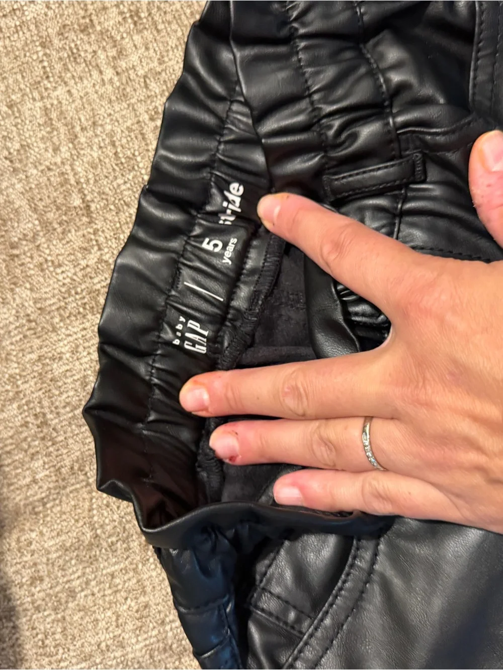 GAP Men's Black Faux Leather Straight-Leg Pants